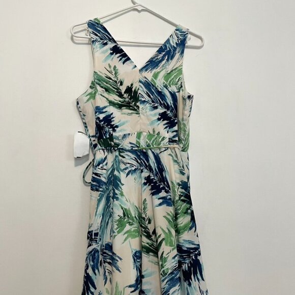 NEW NWT ADELYN RAE Nevina Ruffle Wrap Front Maxi Dress Multi Palm Leaf Tropical - Picture 14 of 16